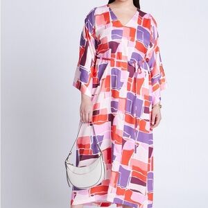 Eloquii Multicolor Abstract Long Sleeve Dress